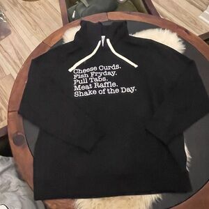 District Black Midwest Wisconsin Hoodie with Cream Drawstrings